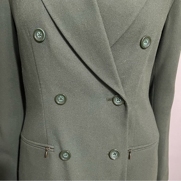 Kasper Army Green Double Breasted Blazer Sz-6 - Picture 4 of 10